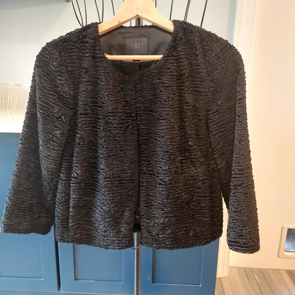 Banana Republic Black Faux Shearling Short Jacket XSmall